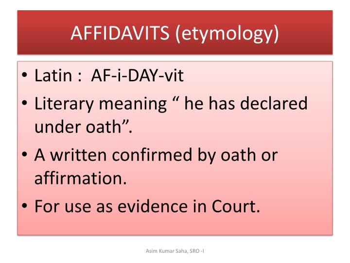 affidavits etymology