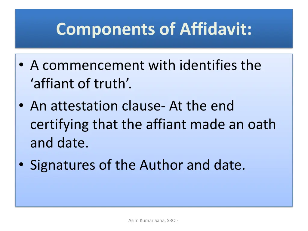 components of affidavit