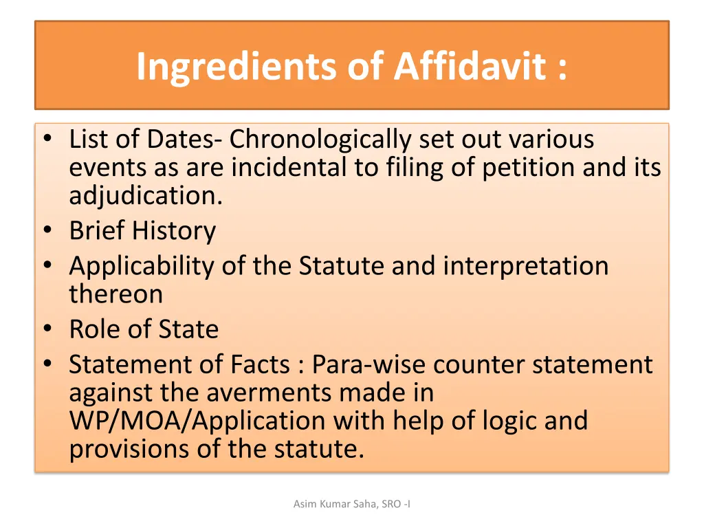 ingredients of affidavit