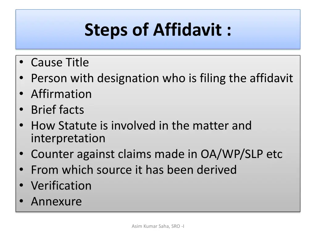 steps of affidavit