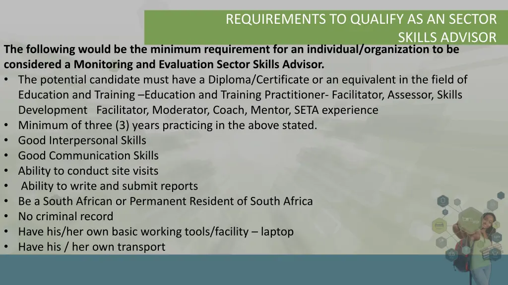 requirements to qualify as an sector