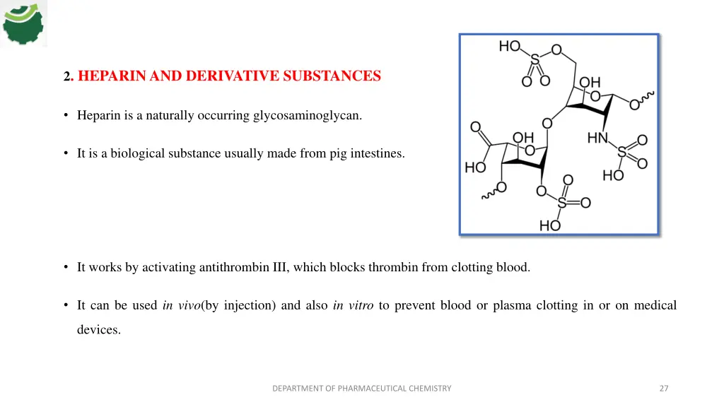 2 heparin and derivative substances