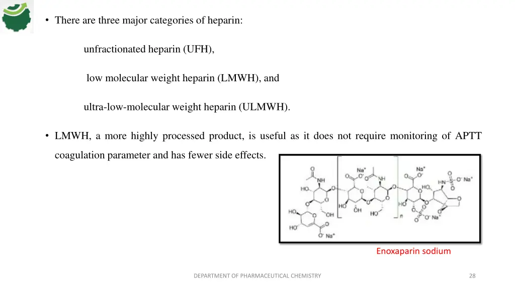 there are three major categories of heparin