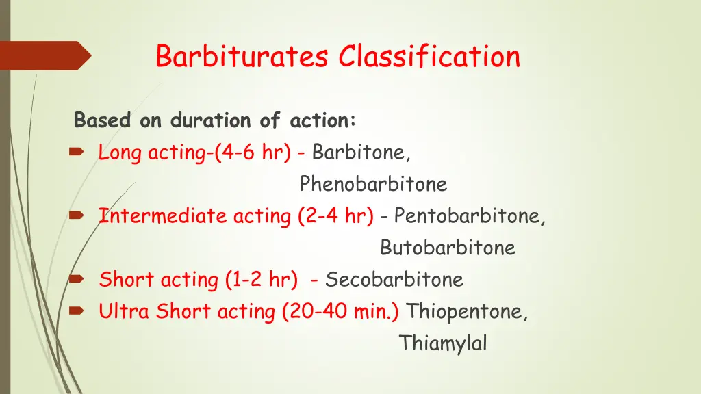 barbiturates classification