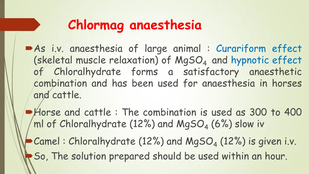 chlormag anaesthesia