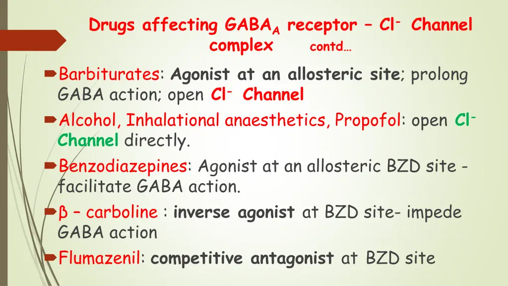 drugs affecting gaba a receptor cl channel