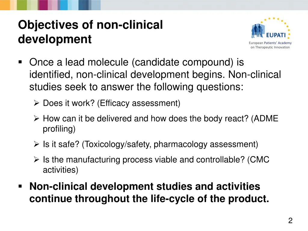 objectives of non clinical development