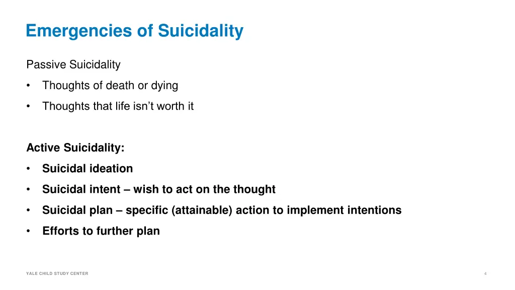 emergencies of suicidality