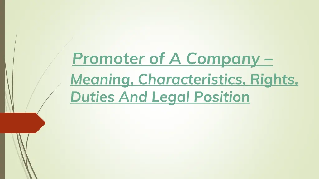 promoter of a company meaning characteristics