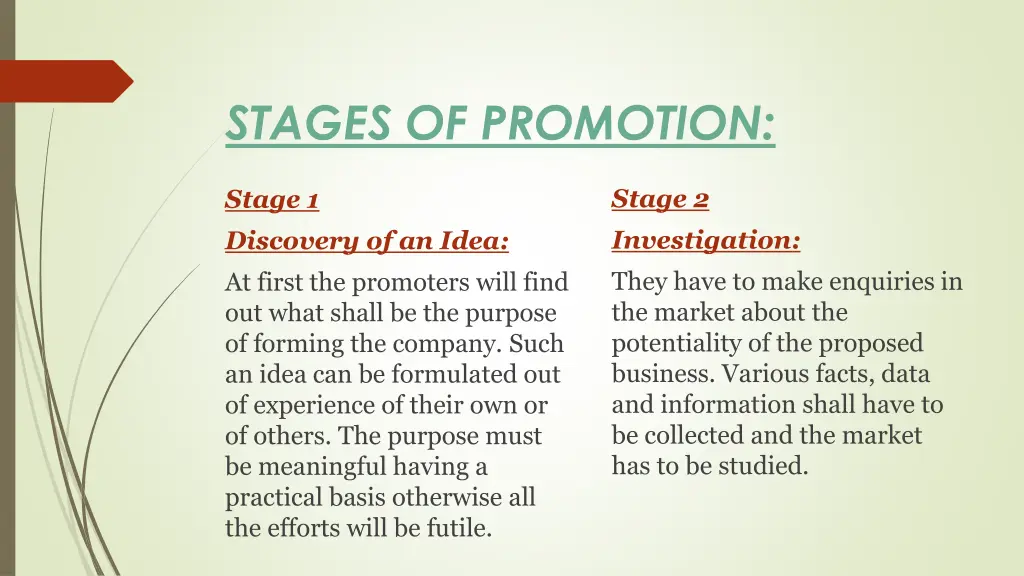 stages of promotion