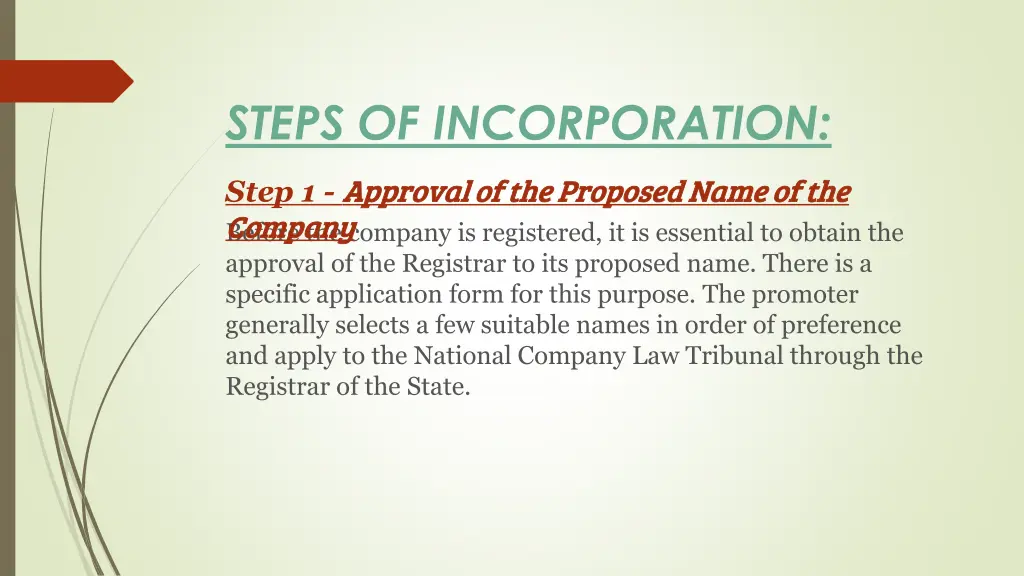 steps of incorporation