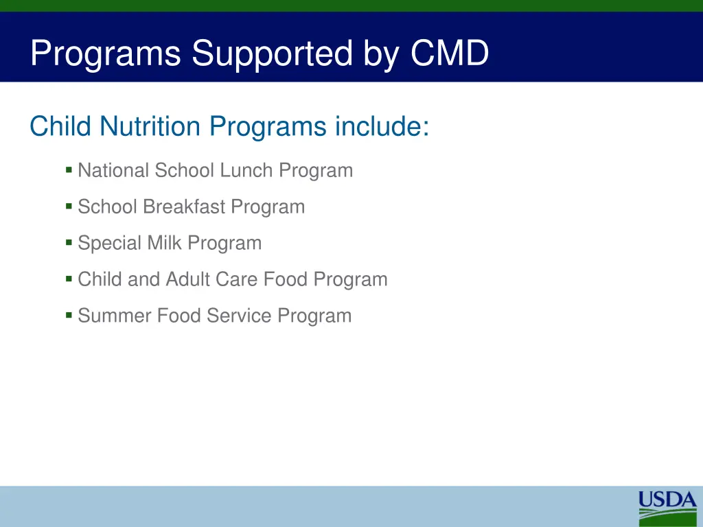 programs supported by cmd