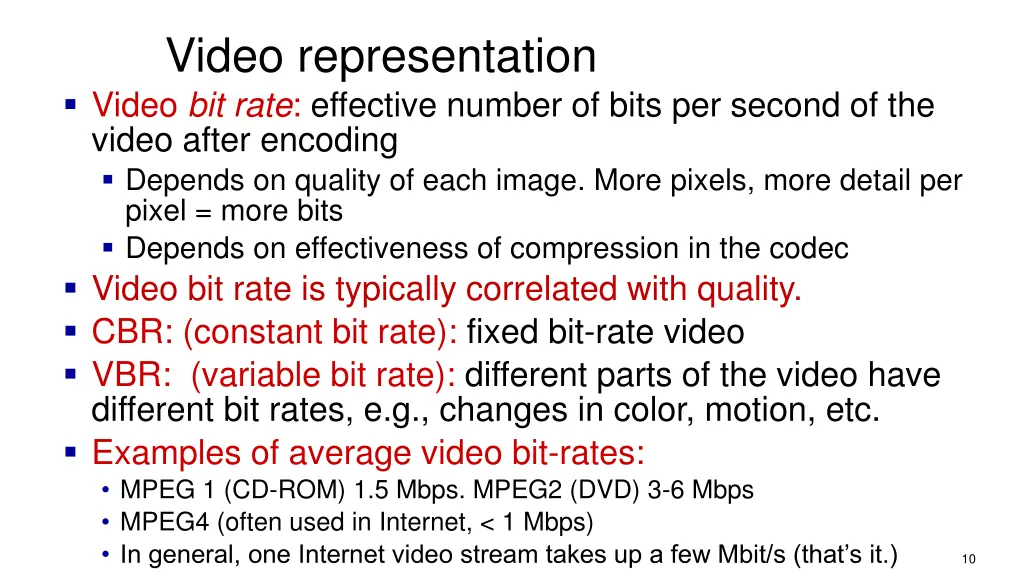 video representation video bit rate effective