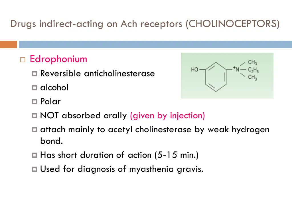 drugs indirect acting on ach receptors