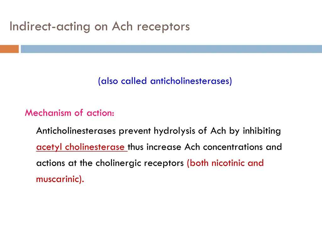 indirect acting on ach receptors