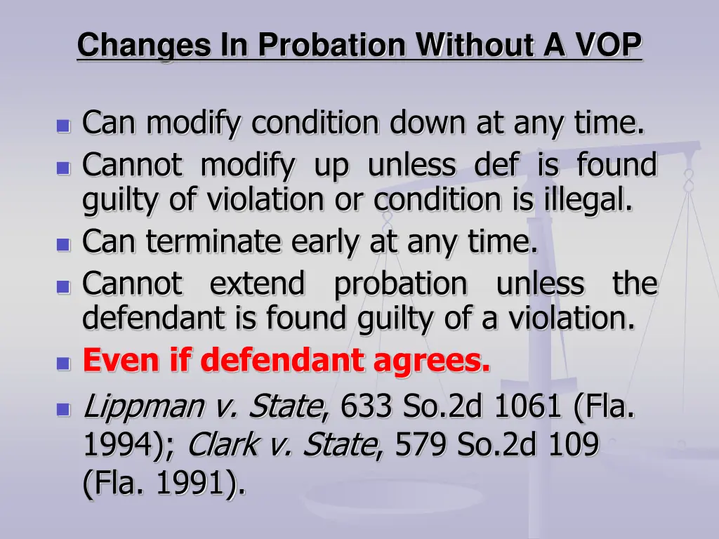 changes in probation without a vop