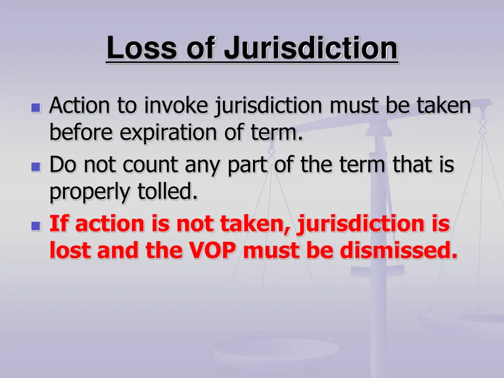 loss of jurisdiction