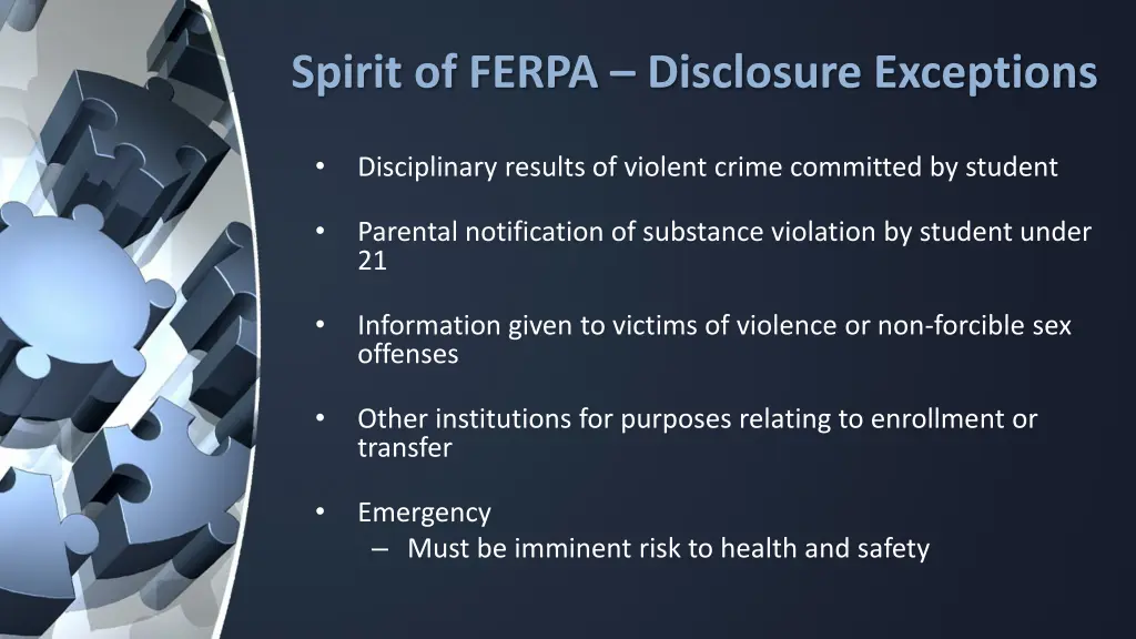 spirit of ferpa disclosure exceptions