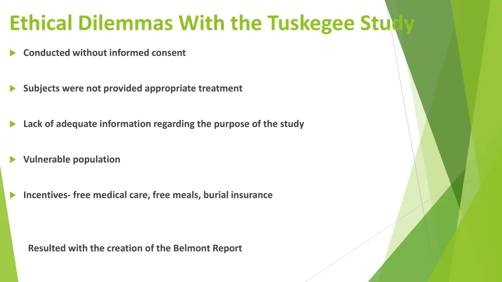 ethical dilemmas with the tuskegee study