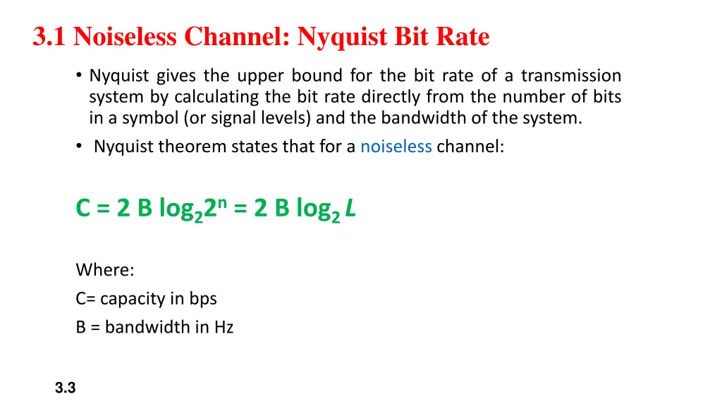 3 1 noiseless channel nyquist bit rate