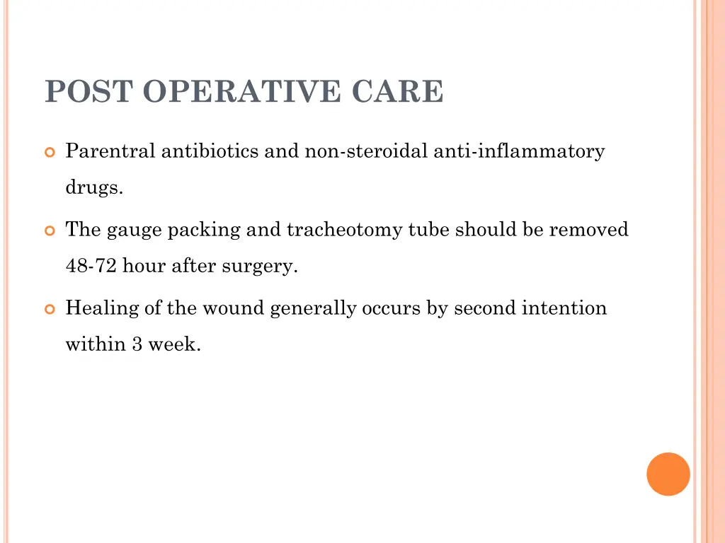 post operative care