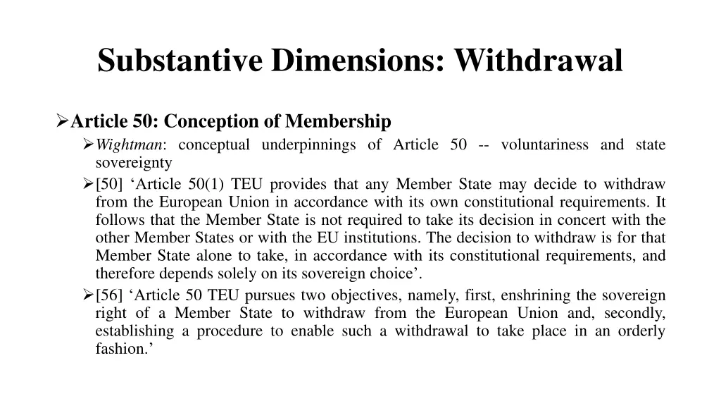 substantive dimensions withdrawal