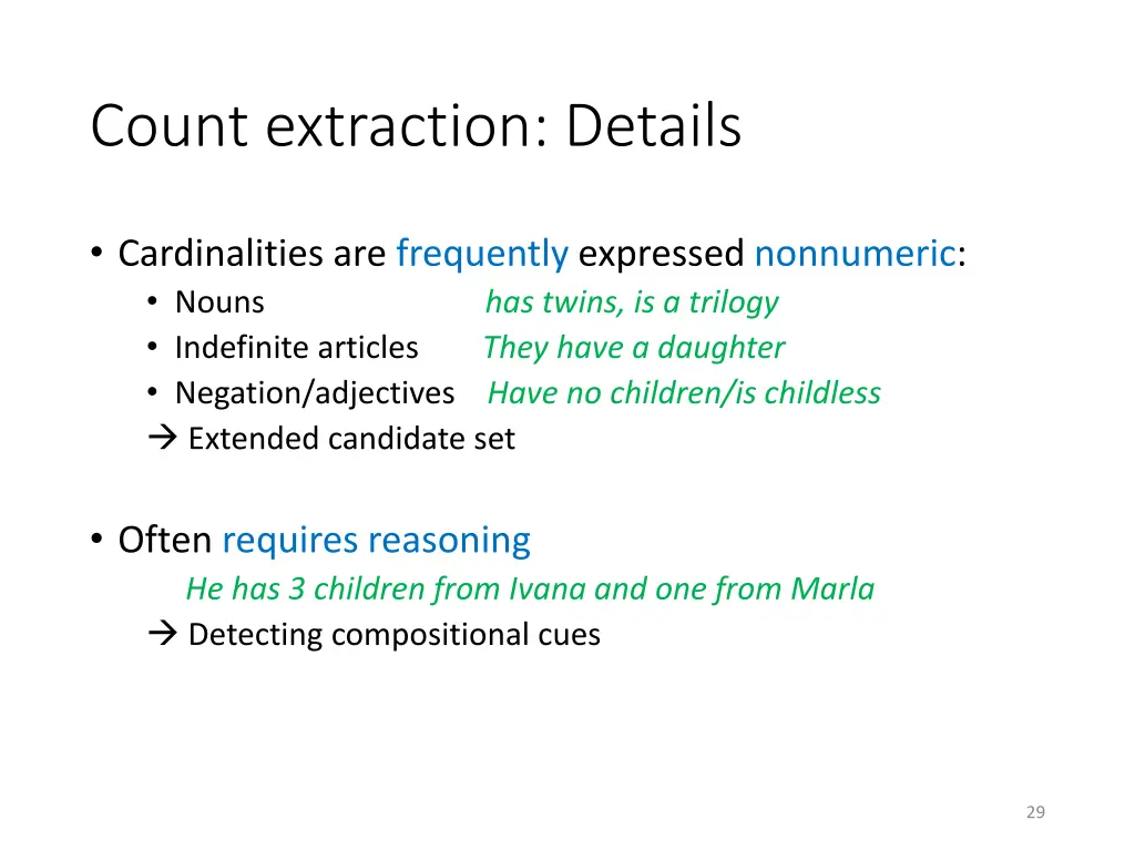 count extraction details