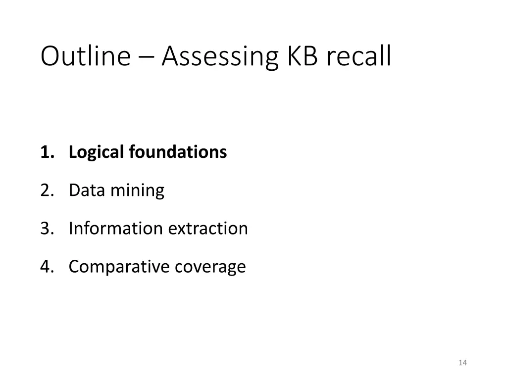 outline assessing kb recall 1