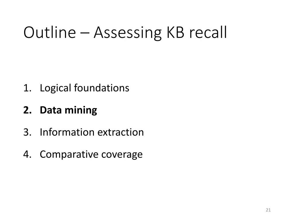 outline assessing kb recall 2