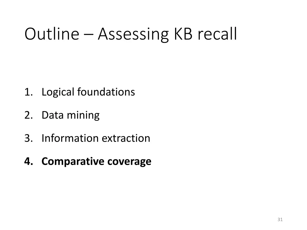 outline assessing kb recall 4