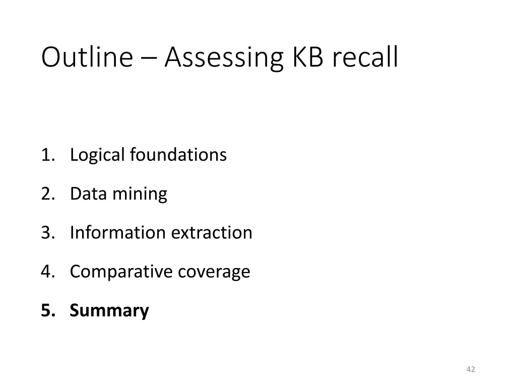 outline assessing kb recall 5