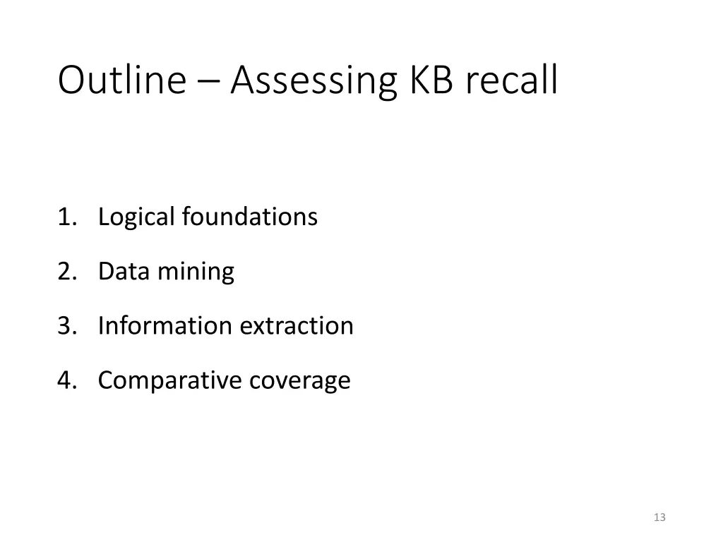 outline assessing kb recall