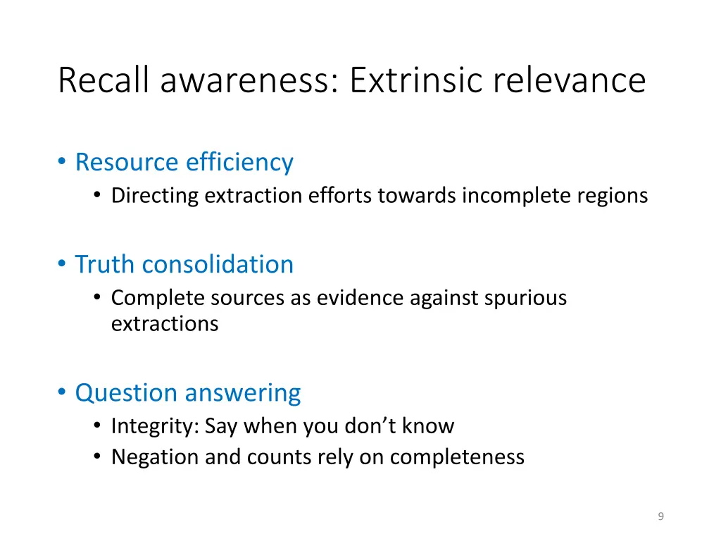 recall awareness extrinsic relevance