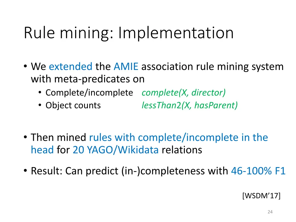 rule mining implementation