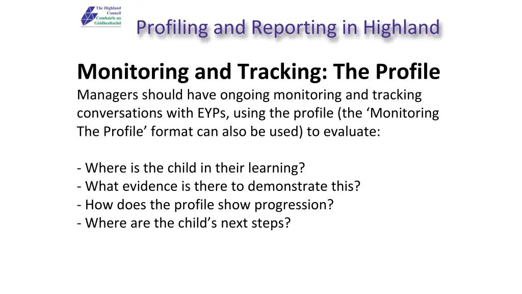 profiling and reporting in highland