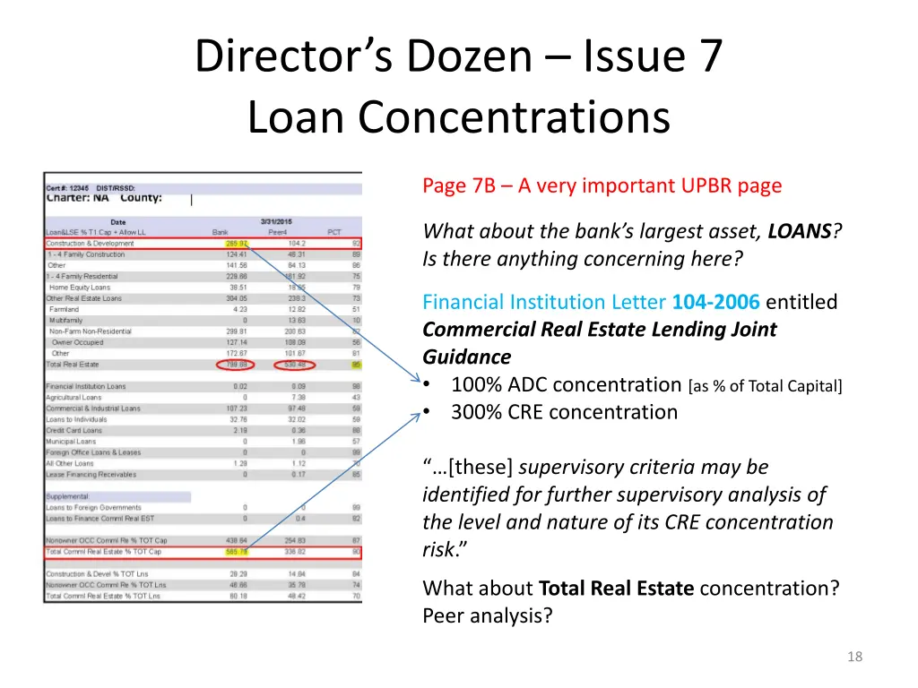 director s dozen issue 7 loan concentrations