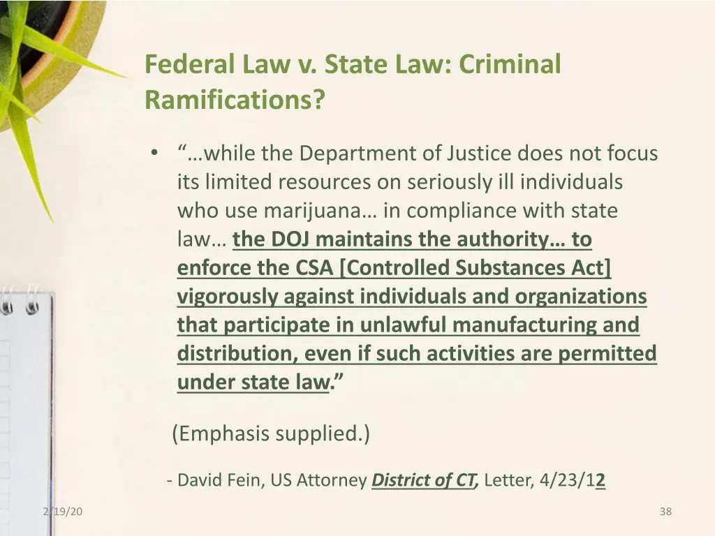 federal law v state law criminal ramifications