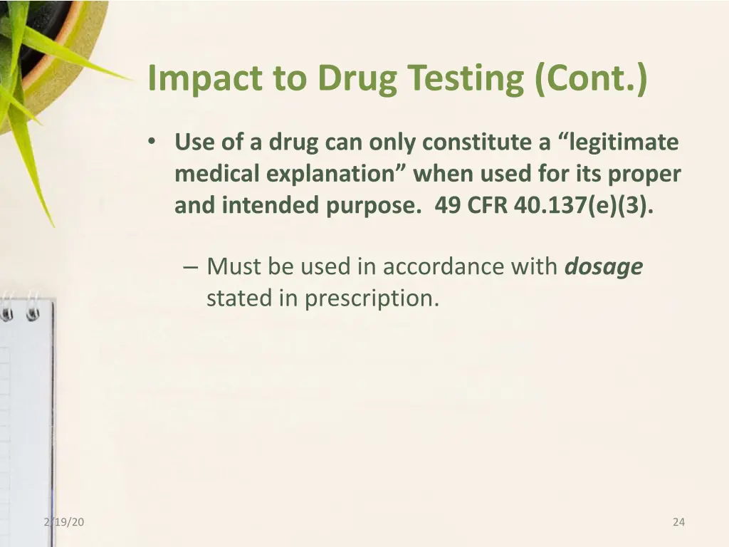 impact to drug testing cont 1