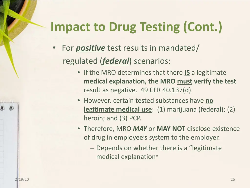 impact to drug testing cont 2