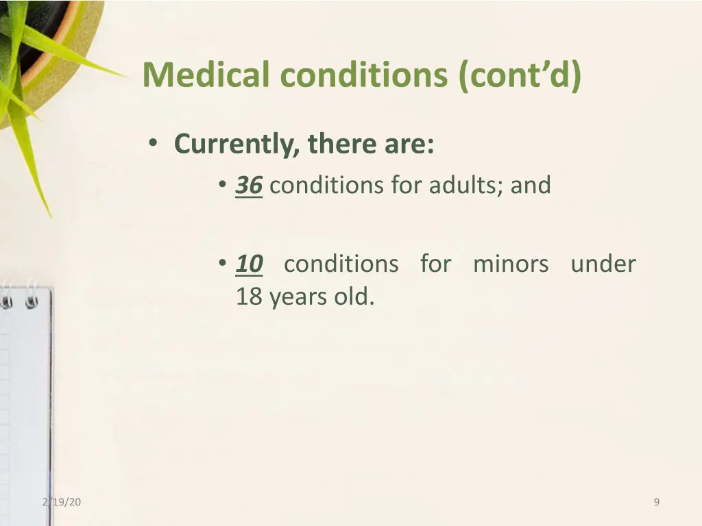 medical conditions cont d