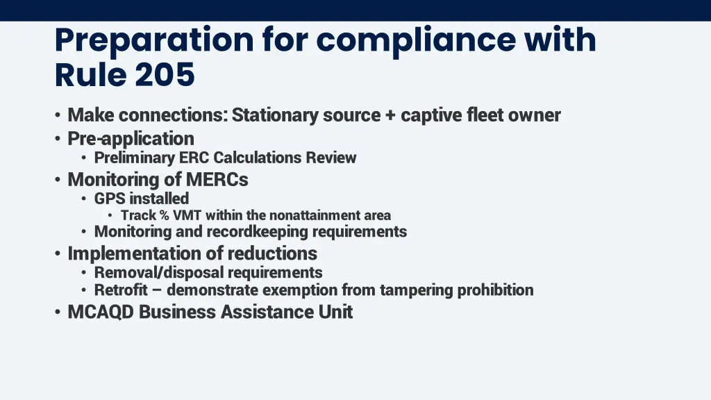 preparation for compliance with rule 205 make