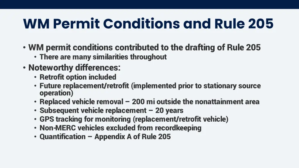 wm permit conditions and rule 205