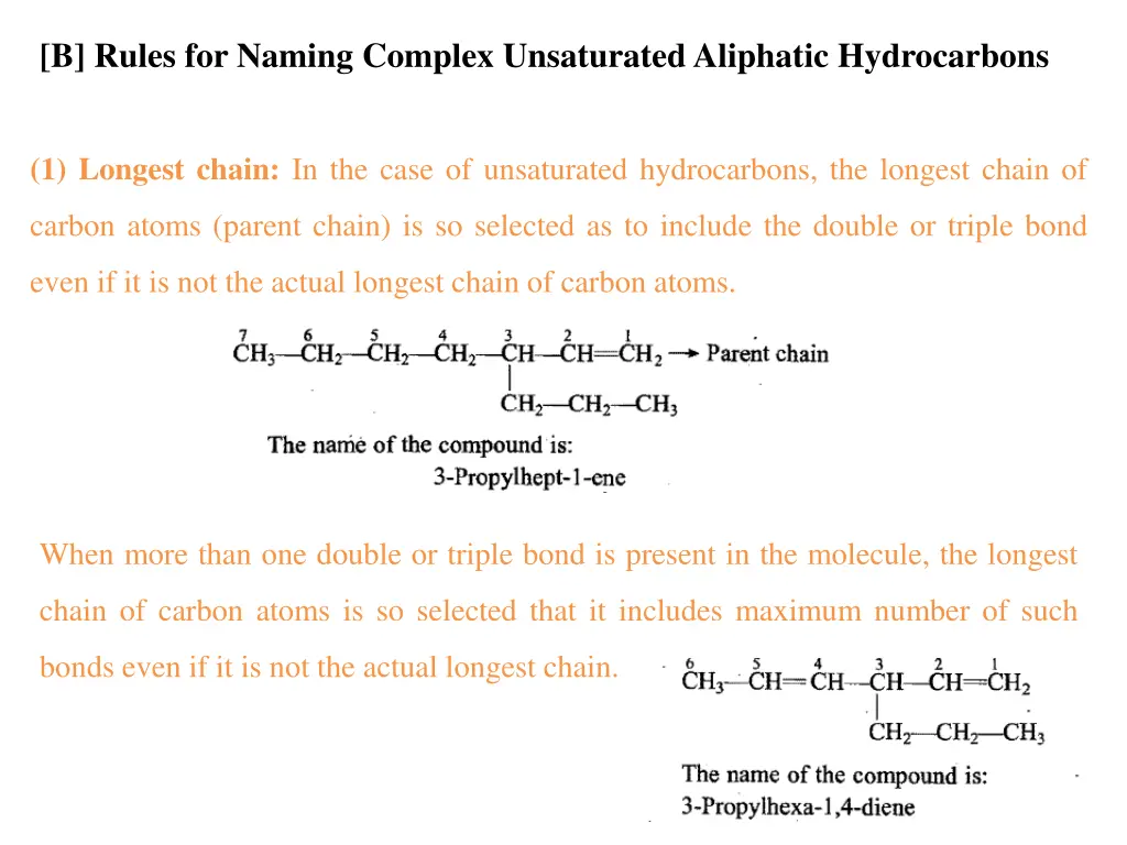 b rules for naming complex unsaturated aliphatic