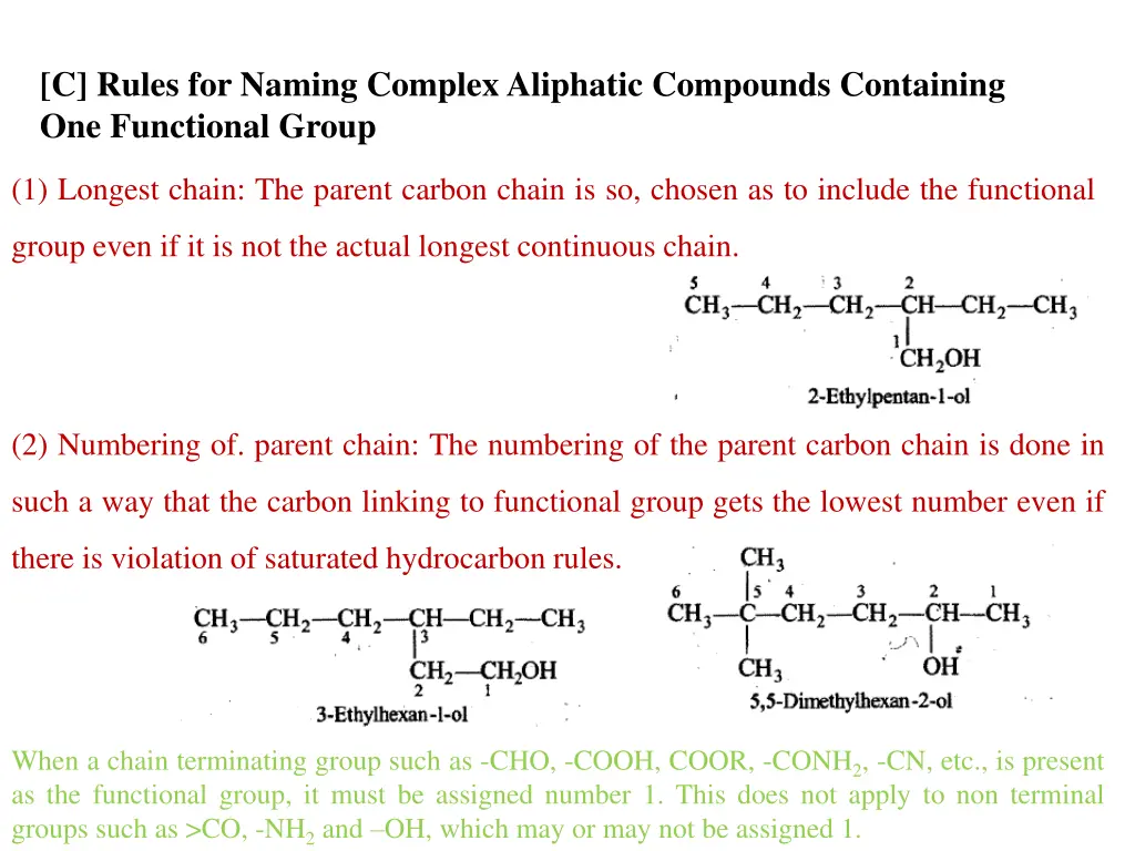 c rules for naming complex aliphatic compounds