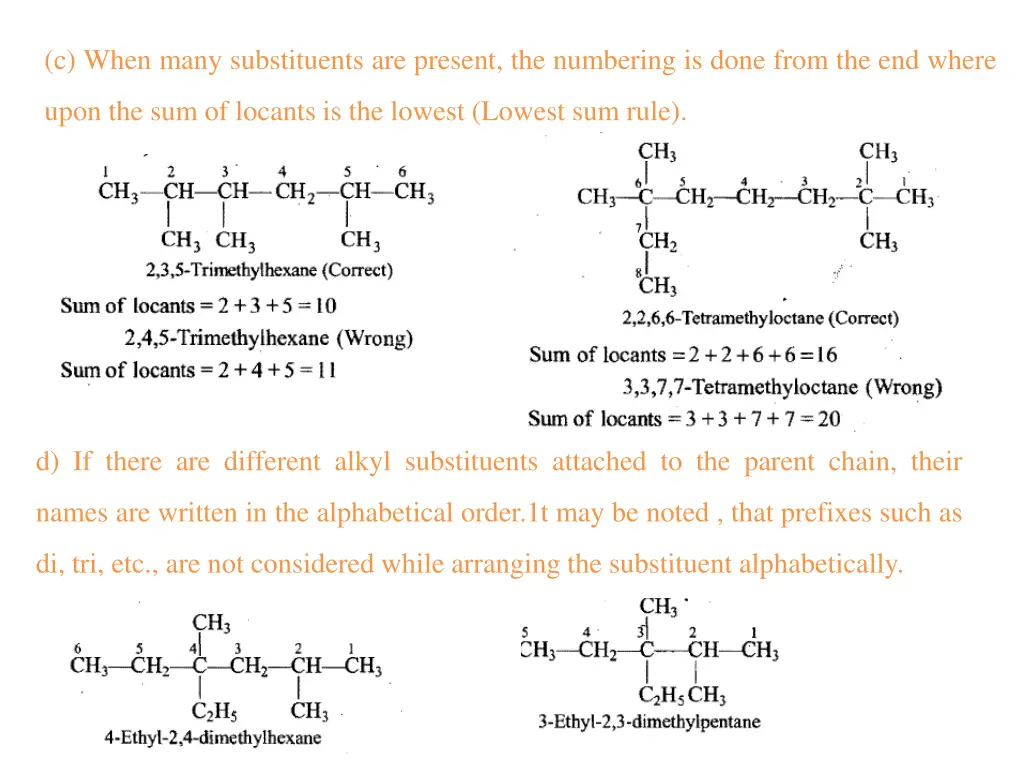 c when many substituents are present