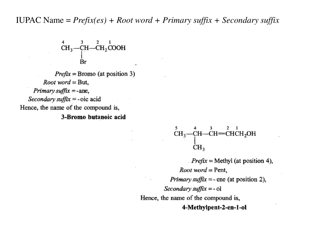 iupac name prefix es root word primary suffix