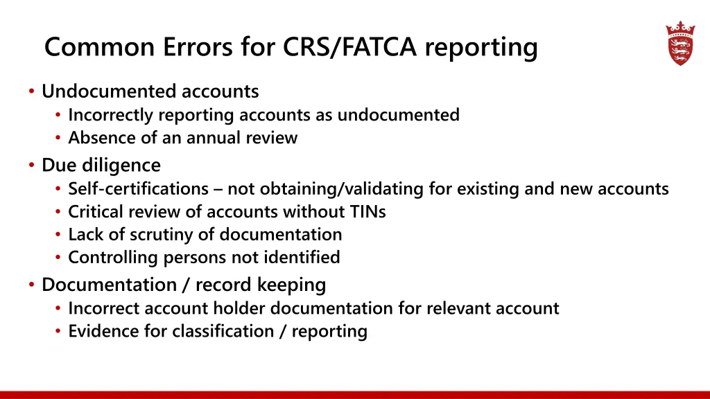 common errors for crs fatca reporting