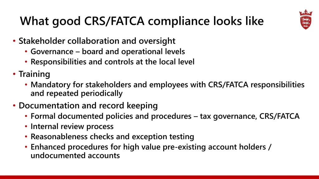 what good crs fatca compliance looks like