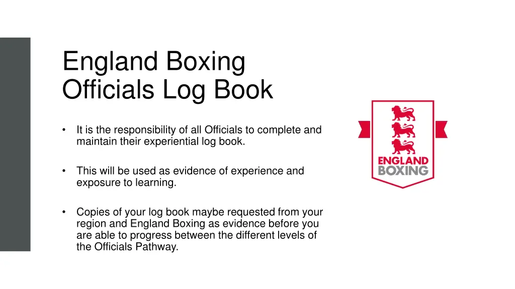 england boxing officials log book