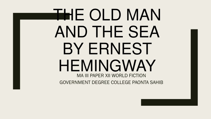 the old man and the sea by ernest hemingway